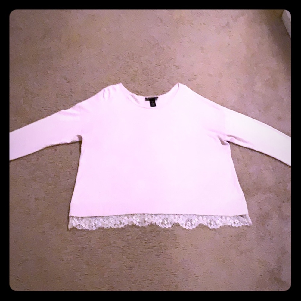 Oatmeal colored lace on bottom sweater